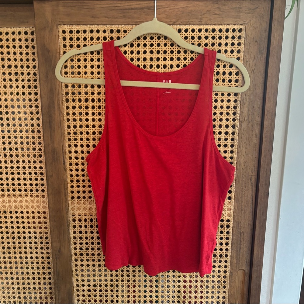 GAP Vibrant Red Linen Blend Tank Top